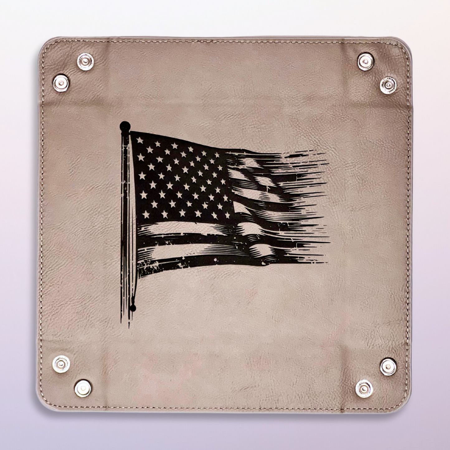Snap Tray - Tattered U.S. Flag Design (Catch-All Tray / Valet Tray / Dice Tray)