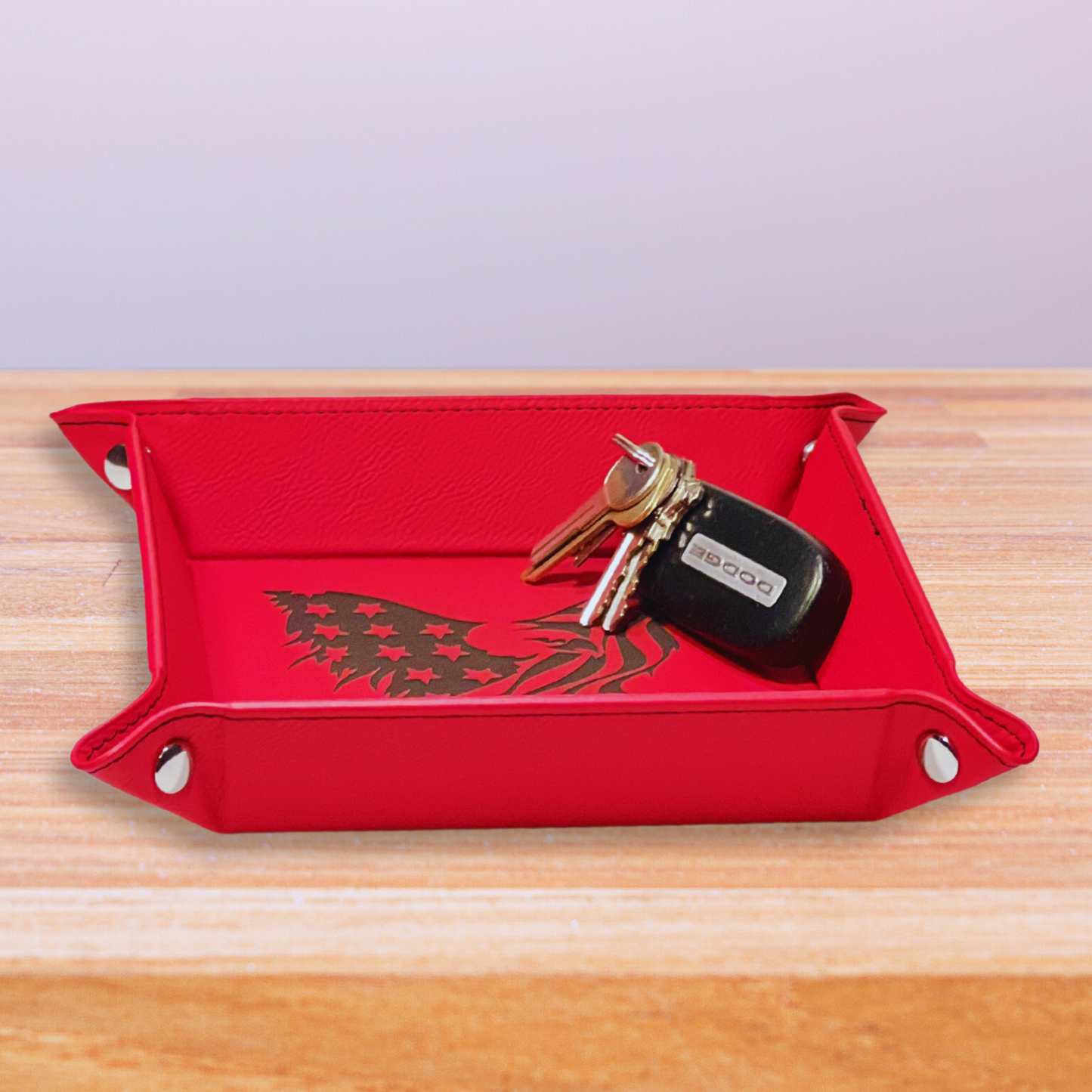 Snap Tray - Bald Eagle with U.S. Flag Wings Design (Catch-All Tray / Valet Tray / Dice Tray)