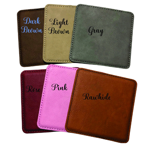 "Welcome to Our Cabin" Set of 6 Faux Leather Coasters