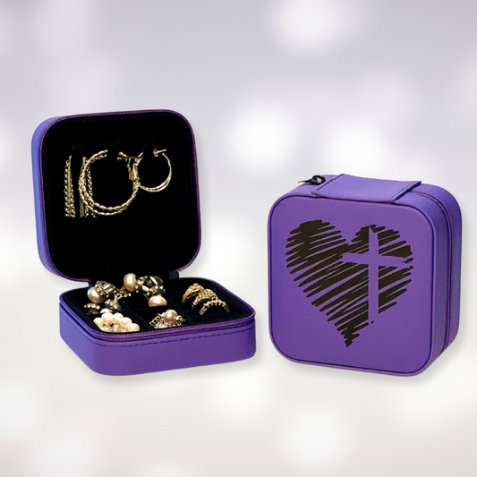 Travel Jewelry Box - Cross and Heart Design