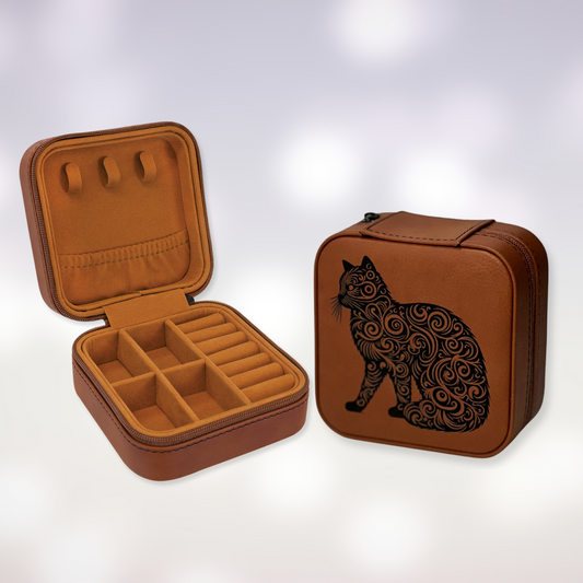 Travel Jewelry Box - Swirled Cat Design