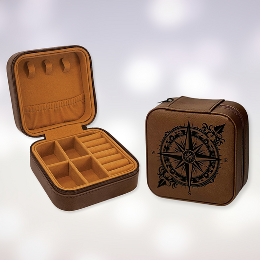 Travel Jewelry Box - Compass Rose Design