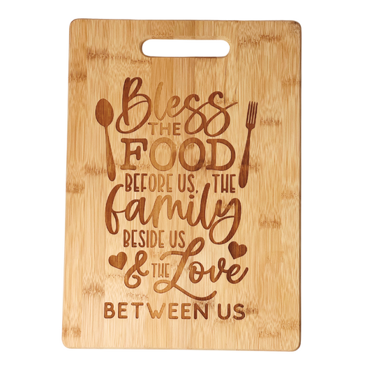 Bless the Food Before Us... Bamboo Cutting Board