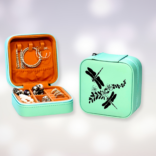 Travel Jewelry Box - Dragonflies Design