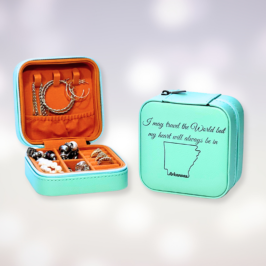 Travel Jewelry Box - "Heart in Arkansas" Design