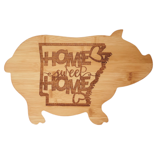 Arkansas "HOME Sweet HOME" Pig-Shaped Bamboo Cutting Board
