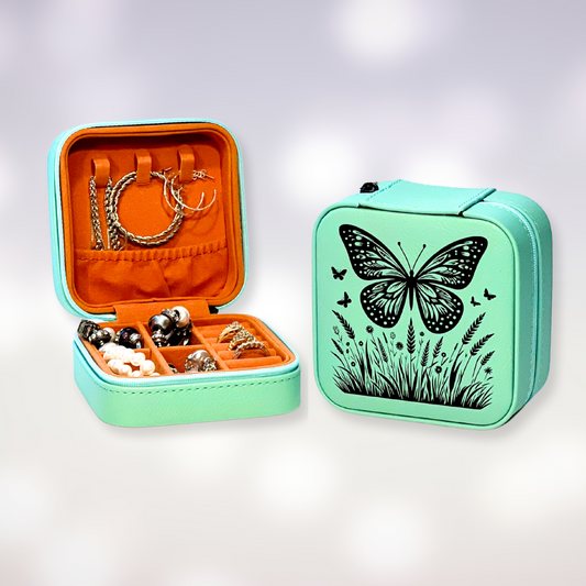 Travel Jewelry Box - Butterfly in a Field Design