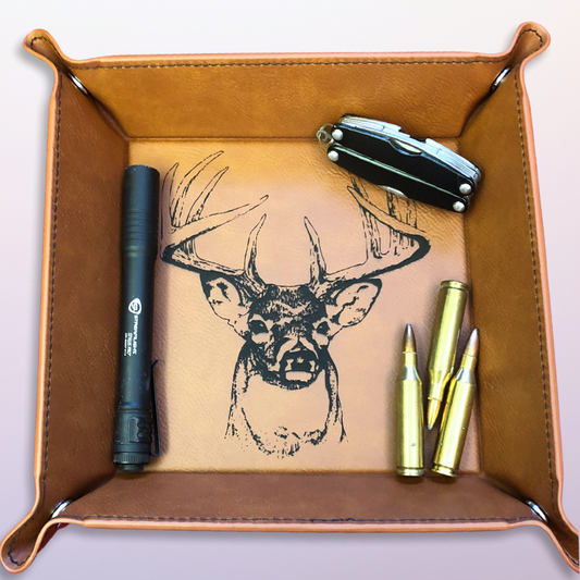 Snap Tray - White-Tailed Deer/Buck Design (Catch-All Tray / Valet Tray / Dice Tray)