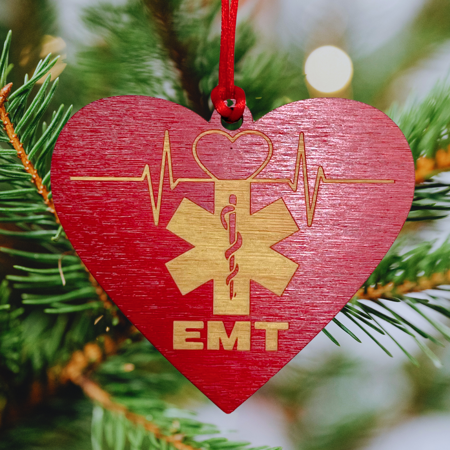 EMT Heart Emblem Christmas Ornament