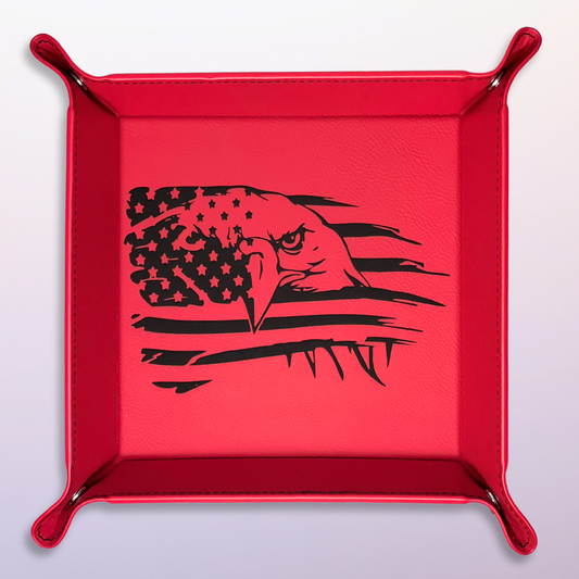 Snap Tray - Bald Eagle Face in U.S. Flag Design (Catch-All Tray / Valet Tray / Dice Tray)