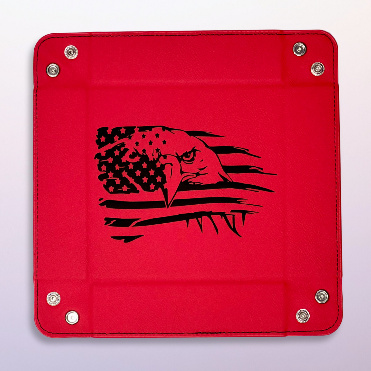 Snap Tray - Bald Eagle Face in U.S. Flag Design (Catch-All Tray / Valet Tray / Dice Tray)