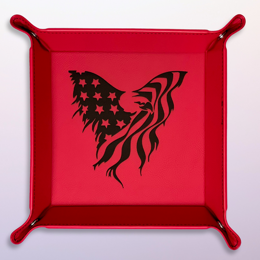 Snap Tray - Bald Eagle with U.S. Flag Wings Design (Catch-All Tray / Valet Tray / Dice Tray)
