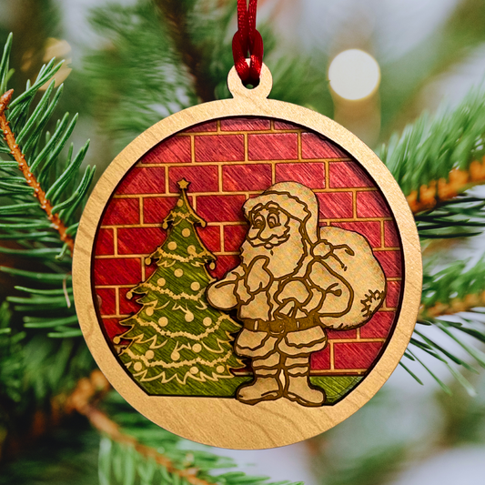 Santa by the Chimney Christmas Ornament